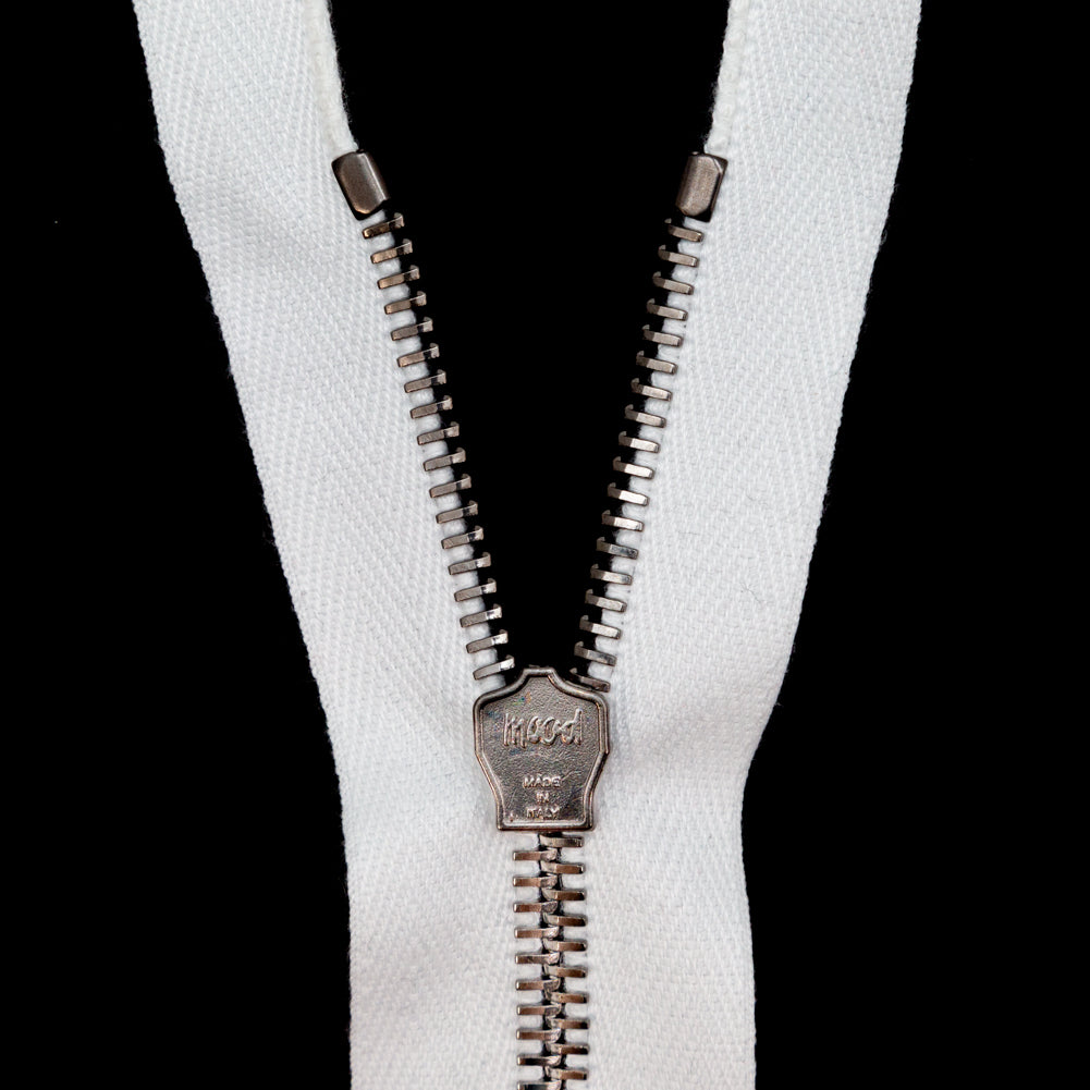 Mood Exclusive Italian Off-White and Gunmetal T5 Closed End Metal Zipper - 9