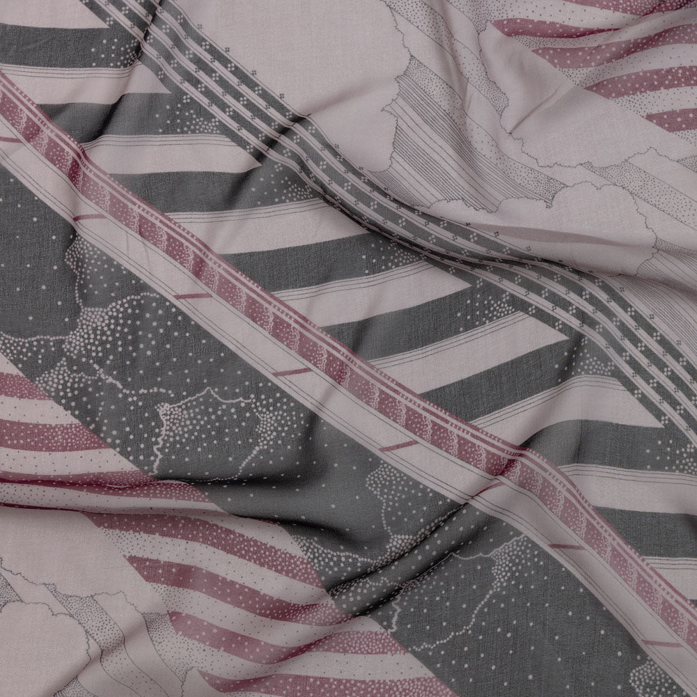 Plum, Black and Lavender Clouds and Stripes Silk Chiffon - Joann Fabrics