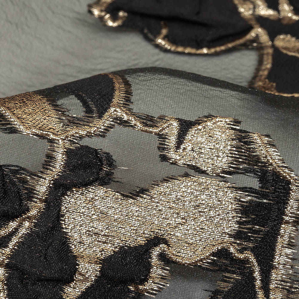 Metallic Gold and Black Roses Luxury Organza Burnout Brocade - Joann Fabrics