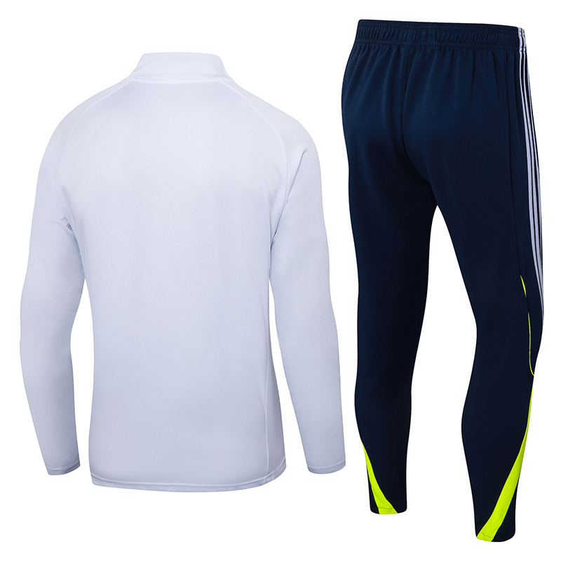 2025-2026 Real Madrid Retro White Half-Pull Training Suit Football Shirt 1:1 Thai Quality Set