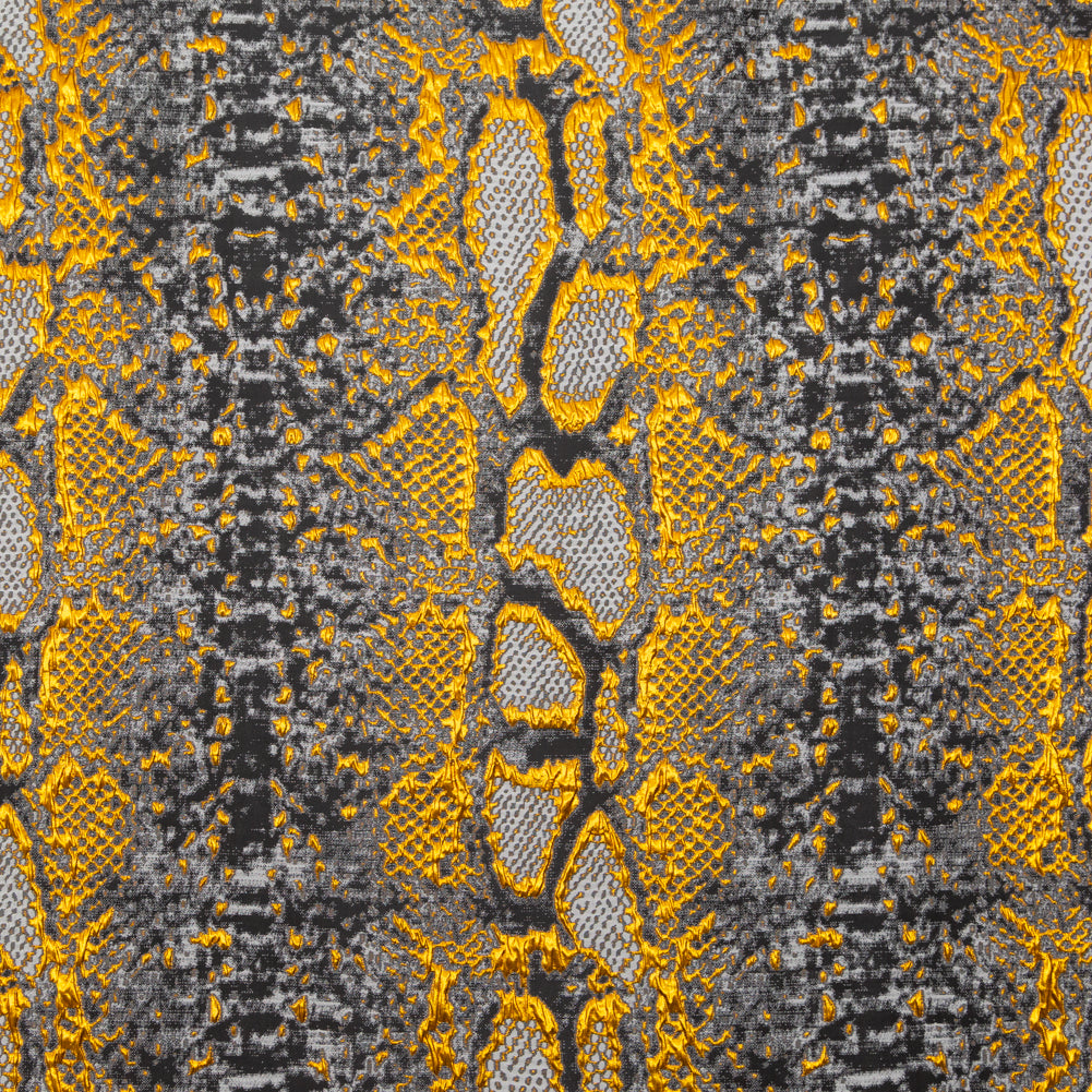 Metallic Copper, Black and Gray Reptilian Luxury Brocade - Joann Fabrics
