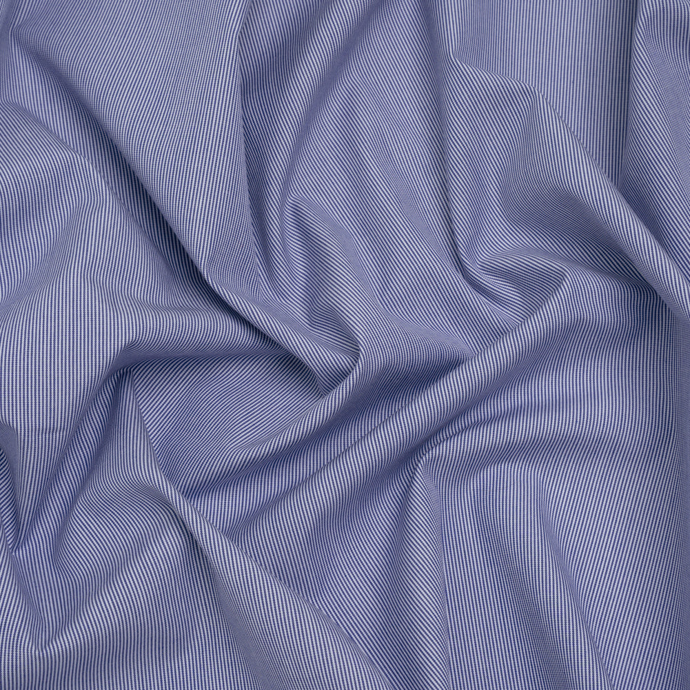 Cotton Shirting - Blue and White Narrow Stripes - Deadstock - Joann Fabrics