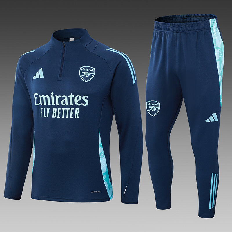 2024/2025 Arsenal Half-Pull Training Suit Royal Blue Football Shirt 1:1 Thai Quality Set