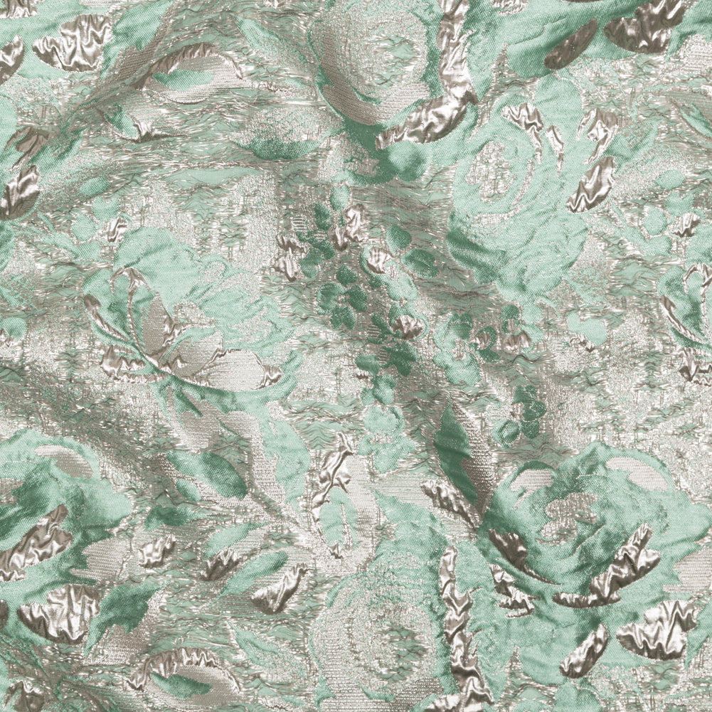 Metallic Simply Taupe and Winter Green Rosy Luxury Brocade - Joann Fabrics