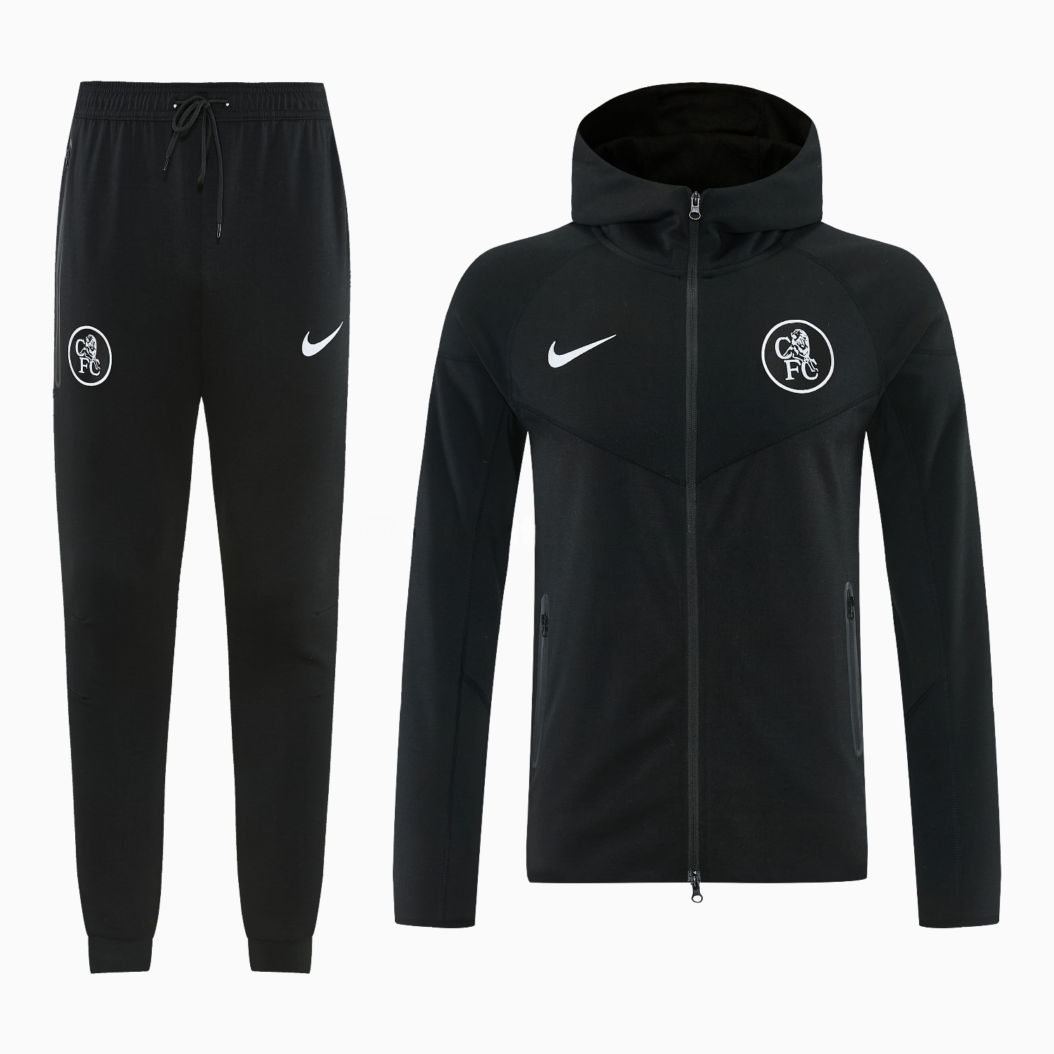 C.H.E.L.S.E.A 2026 Hooded Windbreaker Training Set - Black Top & Pants - UnitedFutballJersey