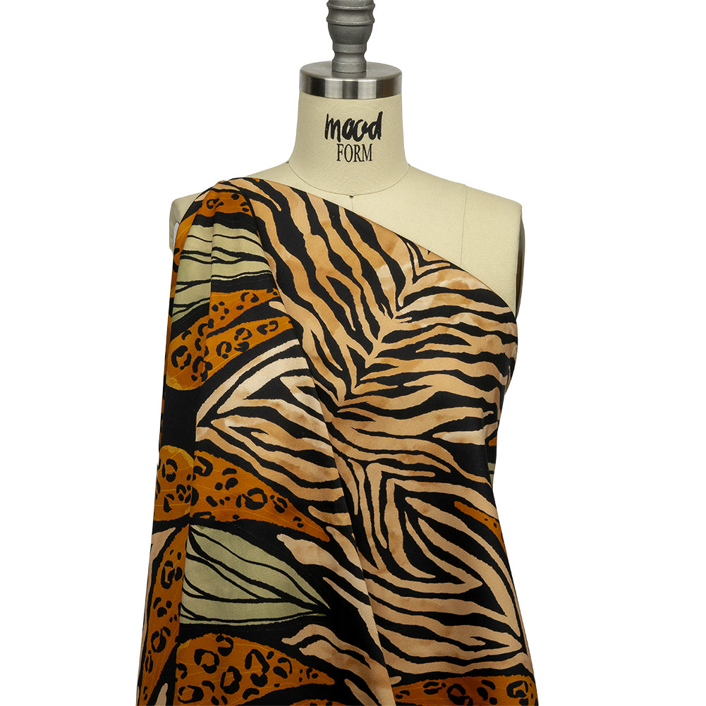 Stretch Cotton Sateen - Beige and Black Wings and Tiger Stripes - Wild Wonders Print - Mood Exclusive Rockland Collection - Joann Fabrics
