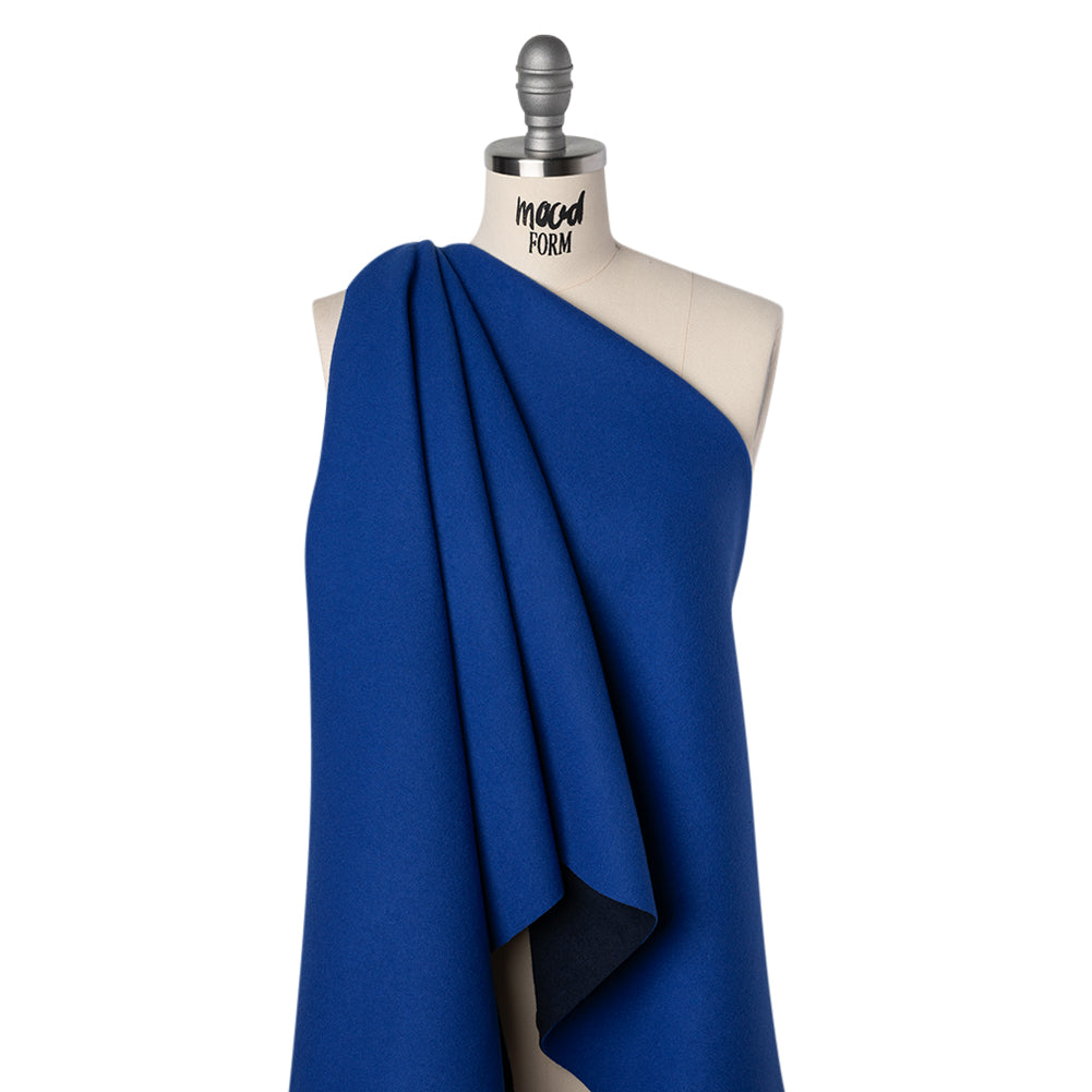 Wool and Cashmere Double Cloth Coating by Alexander McQueen - Blue and Black - Designer Deadstock - Joann Fabrics
