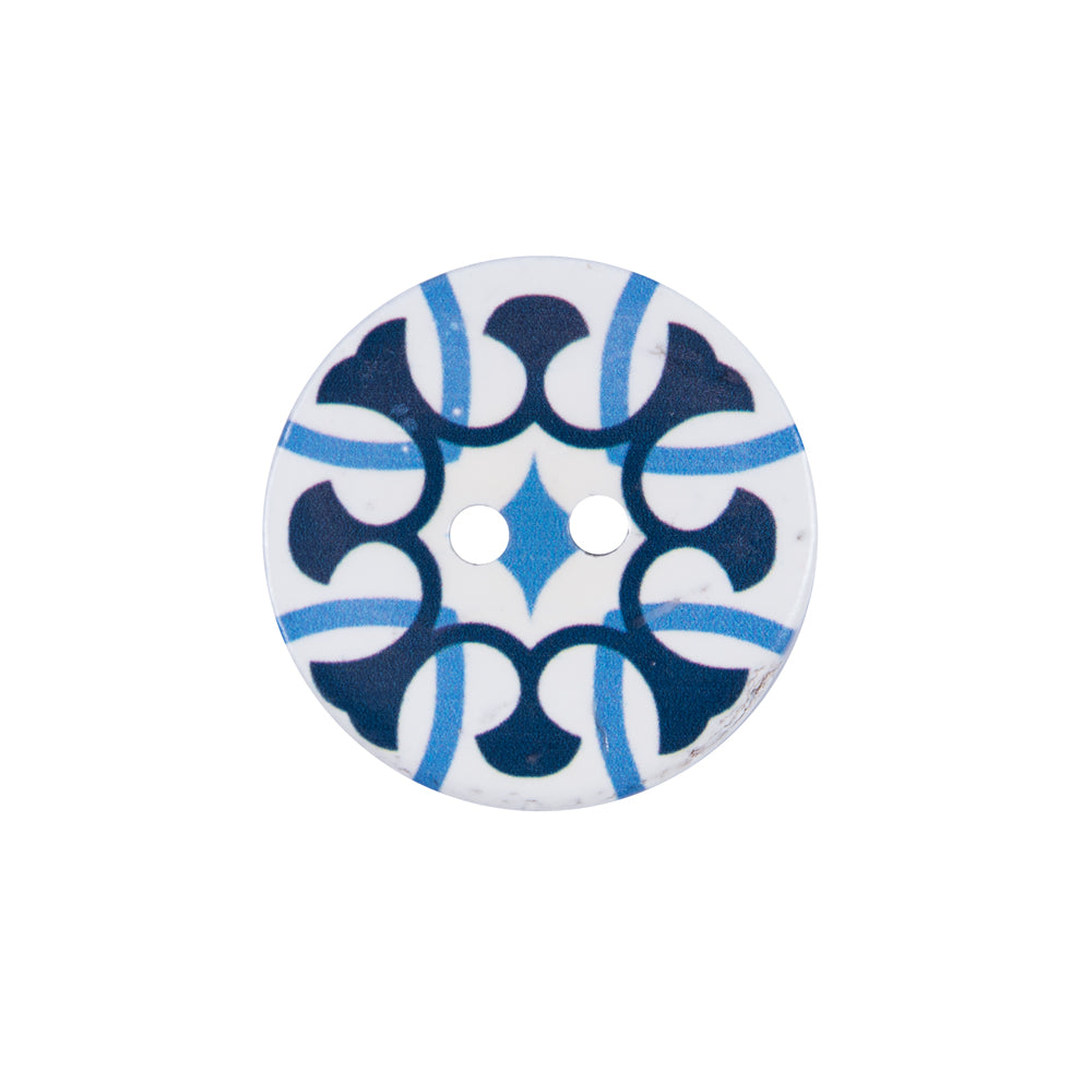 Italian Blue and White Coconut Button - 36L/23mm - Joann Fabrics