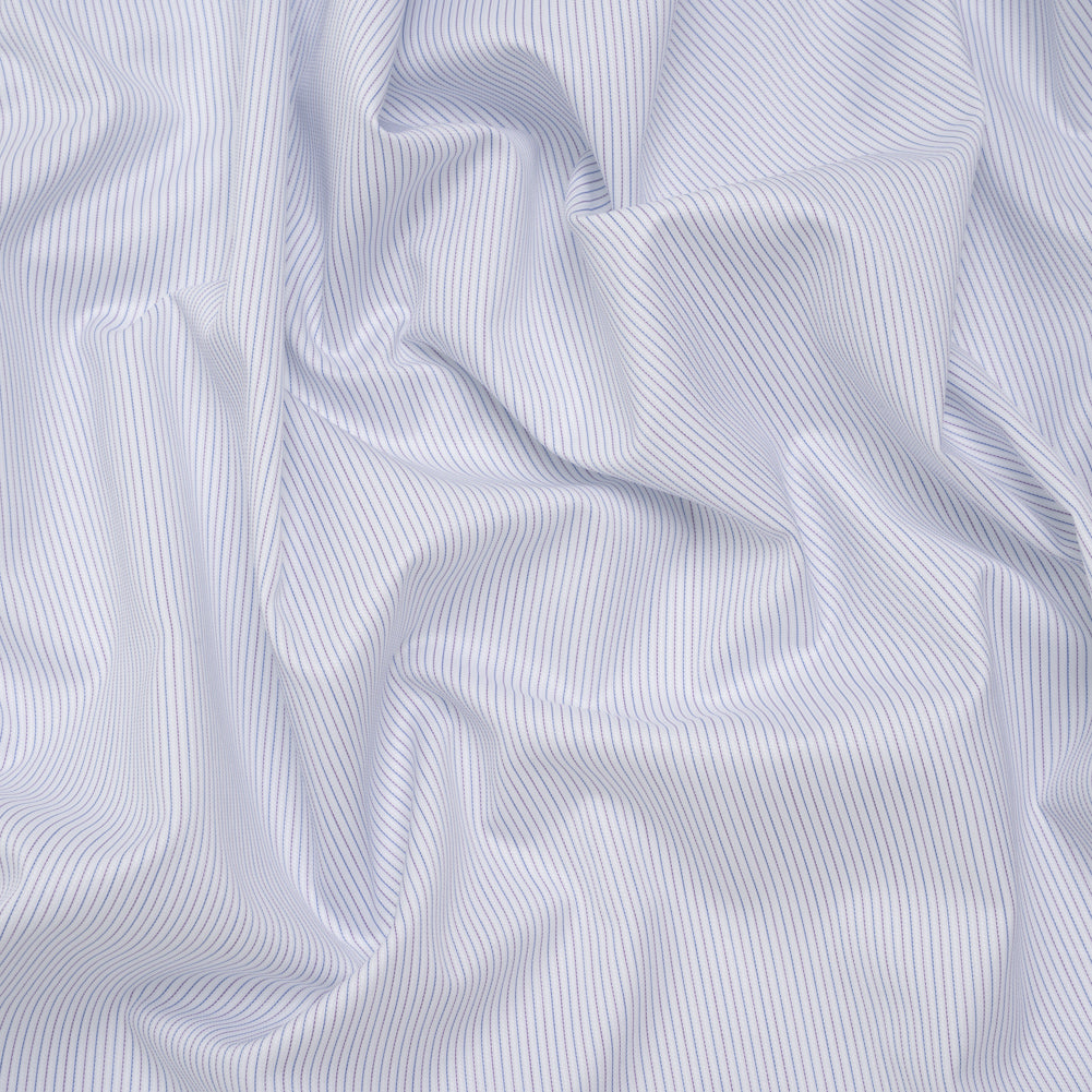 Cotton Dobby Shirting - Blue, Purple and White Pinstripes - Deadstock - Joann Fabrics