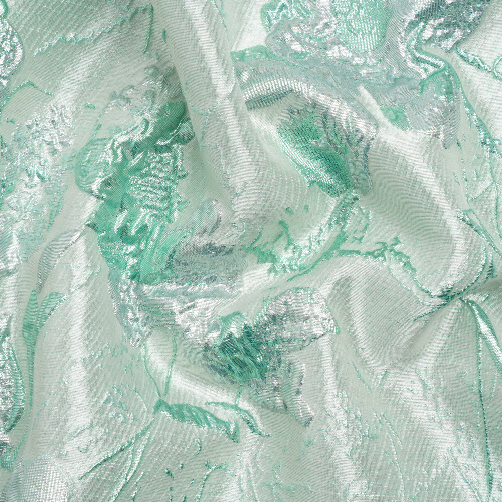 Metallic Mint and Silver Flower Clippings Luxury Brocade - Joann Fabrics