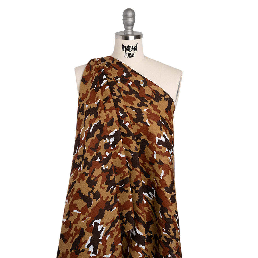 Medium Weight Linen Woven Print - Brown, Russet and Tan Camouflage - Joann Fabrics