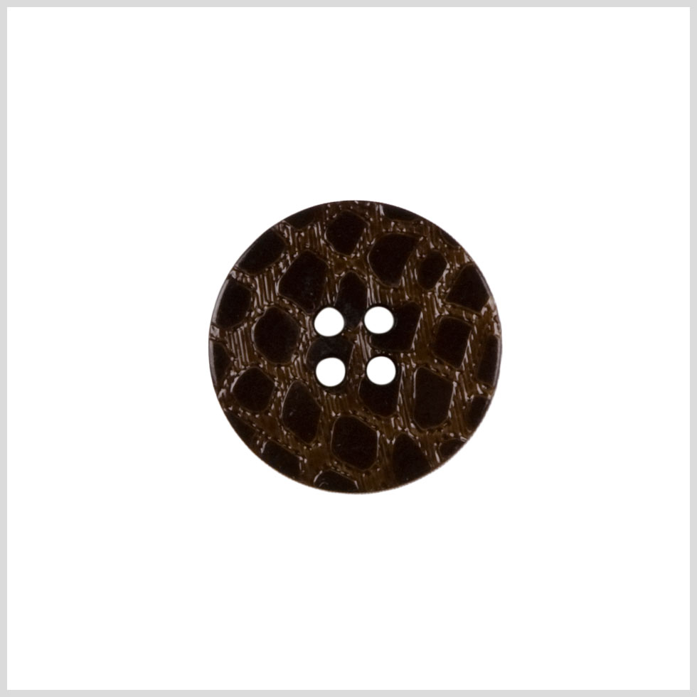 Plastic 4-Hole Button - 32L/20mm - Brown Animal Spots Embossed - Joann Fabrics