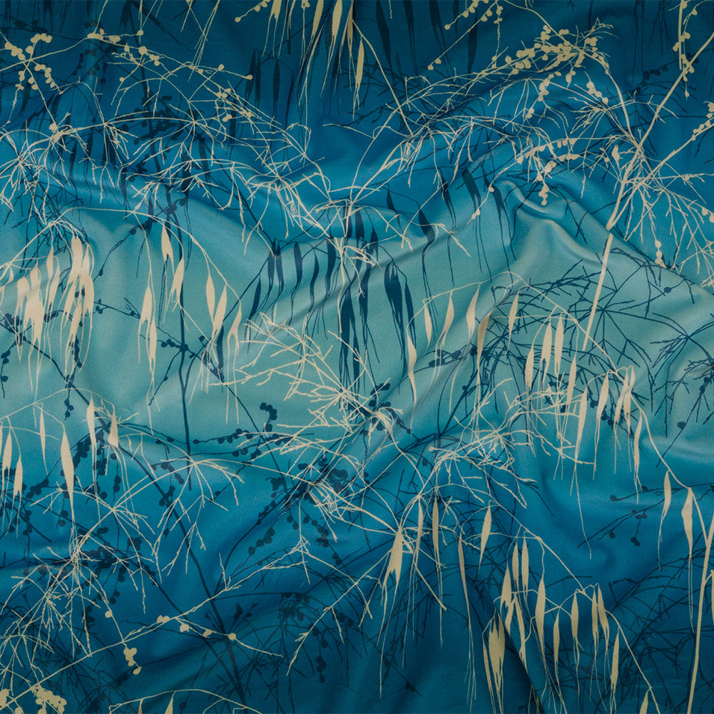 Printed Polyester Velvet - French Navy Meadow Grass Ombre - British Imported - Joann Fabrics