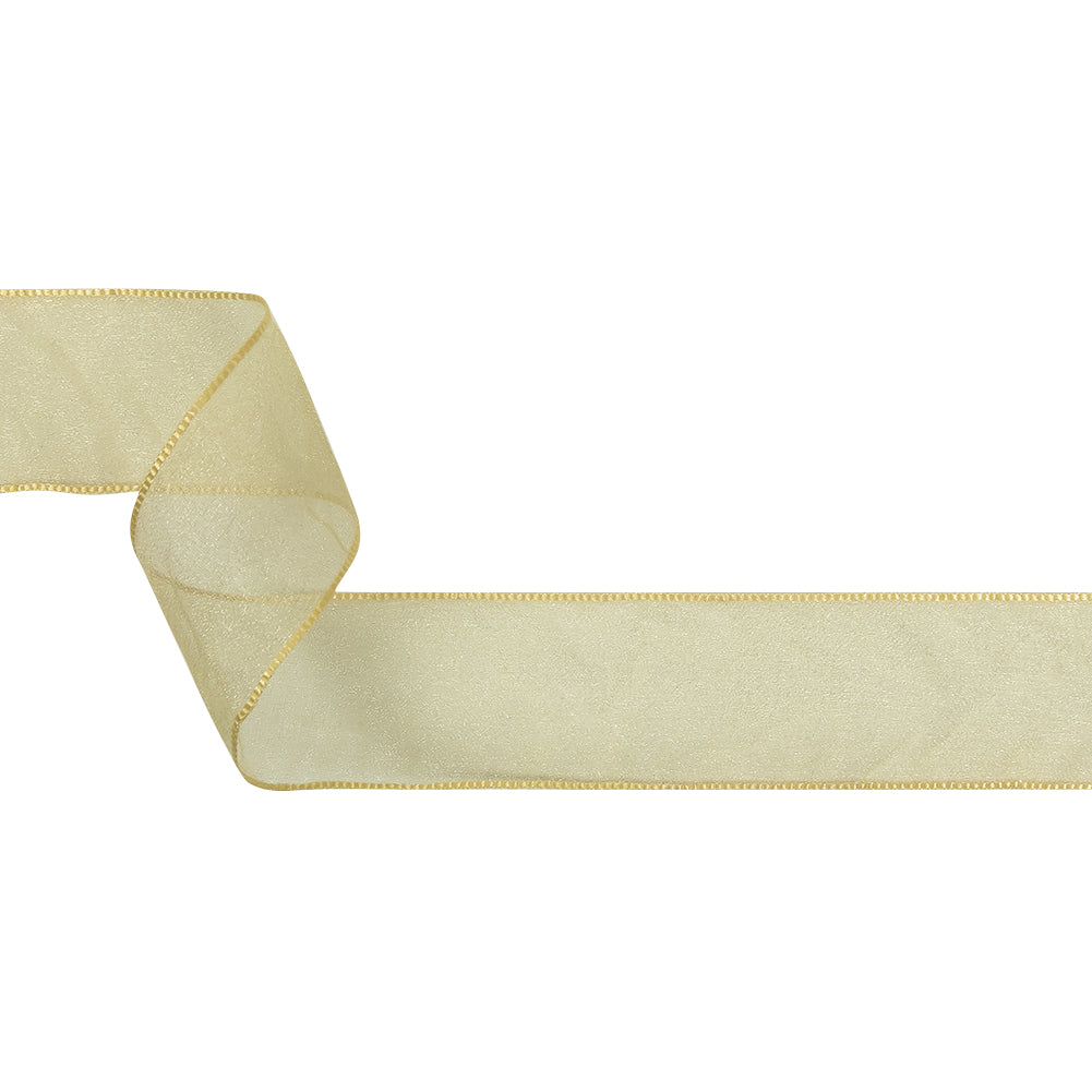 Mellow Yellow Shimmering Organza Ribbon with Woven Edges - 1.5