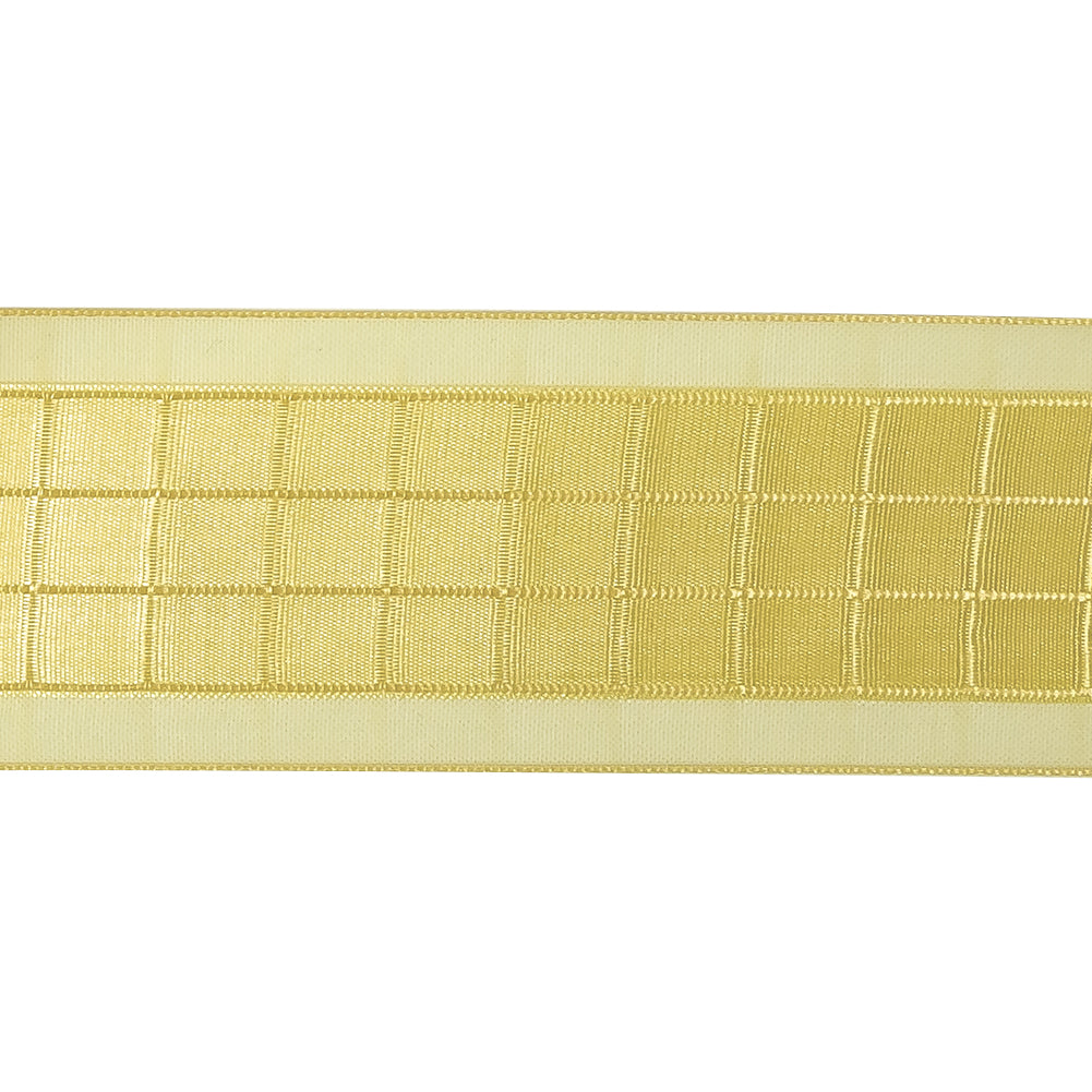 Yellow Windowpane Checks and Sheer Borders Woven Ribbon - 1.5