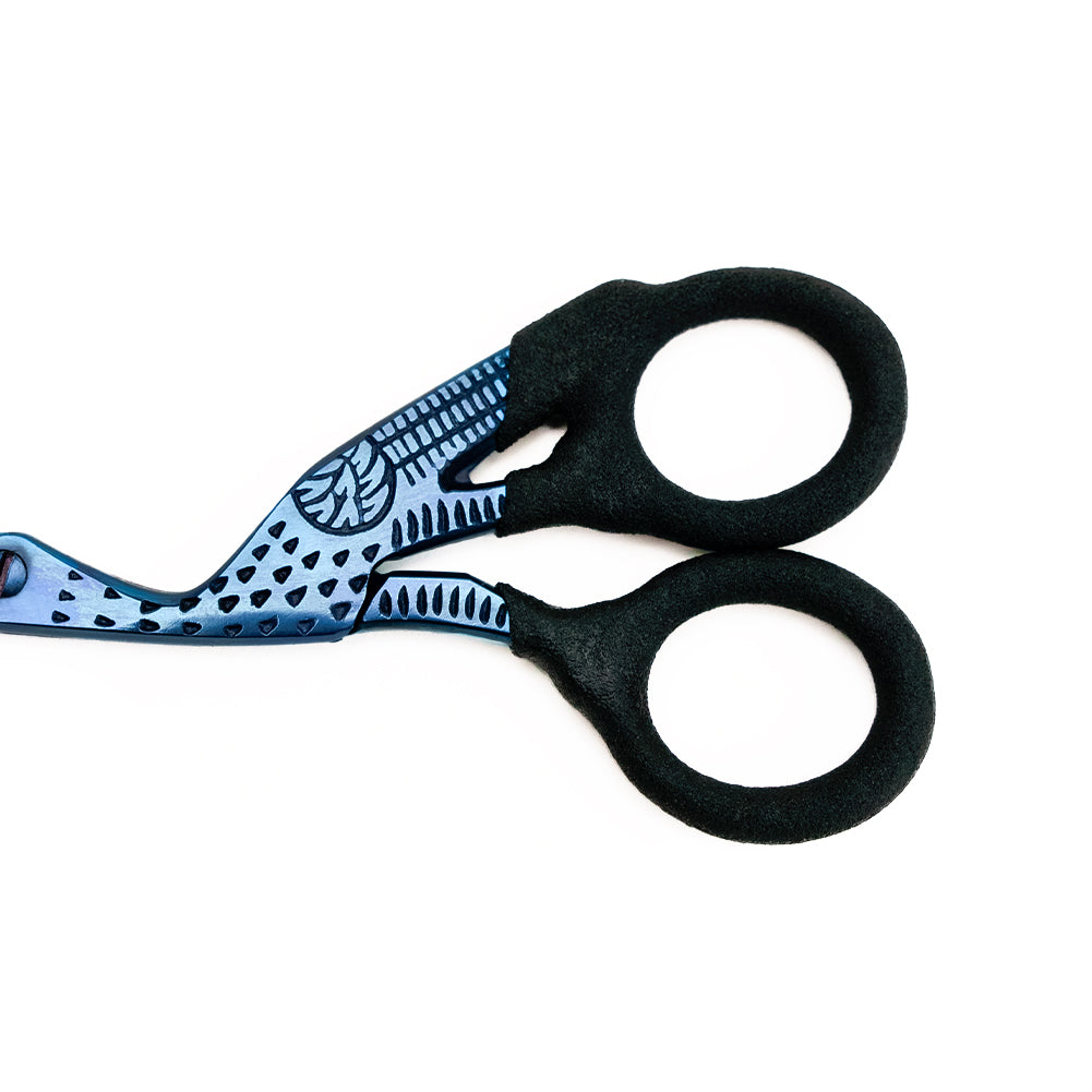 Mood Metallic Blue Stork Embroidery Snips with Matte Rubber Grips - 4.5