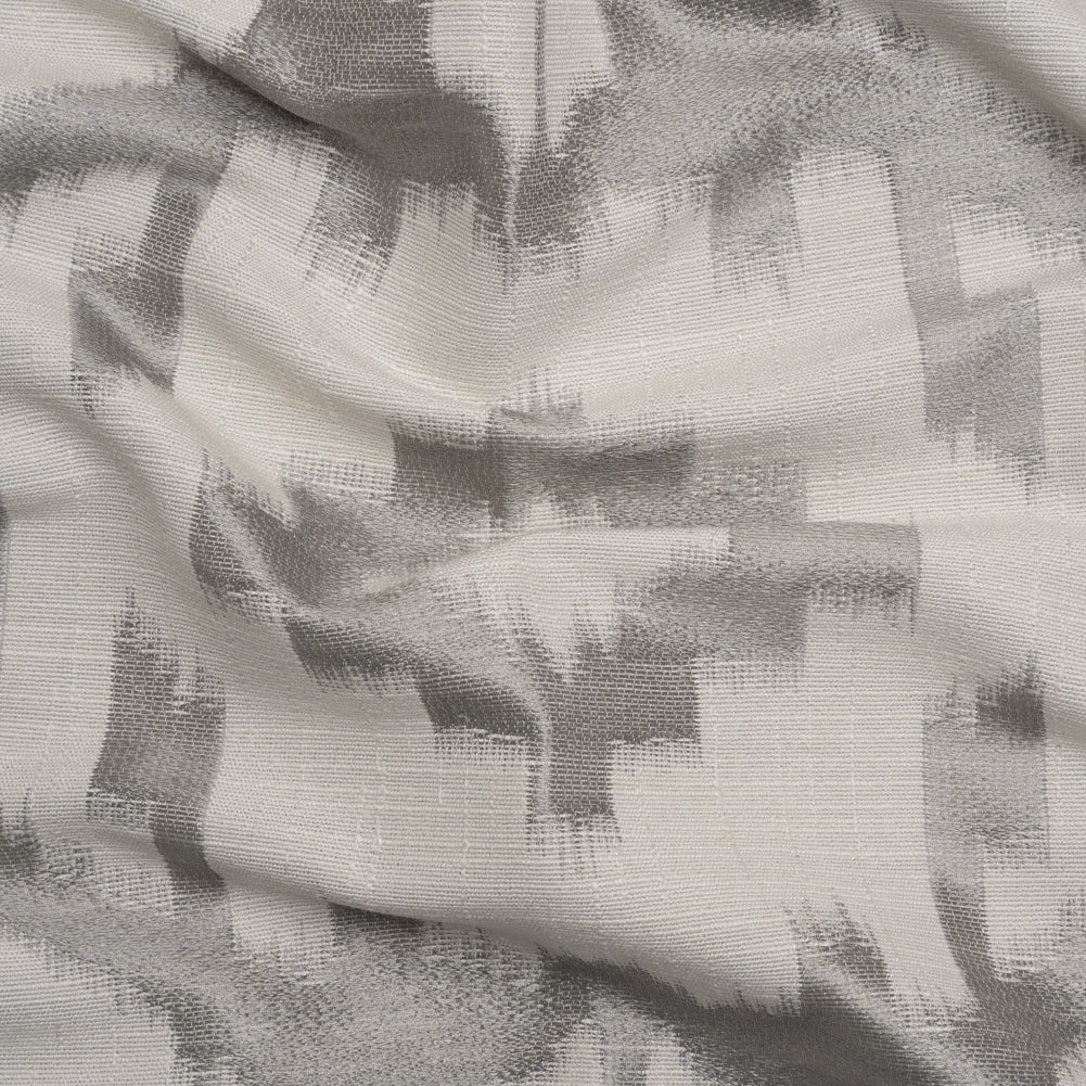 White and Silver Geometric Ikat Viscose, Polyester and Linen Drapery Jacquard - Joann Fabrics