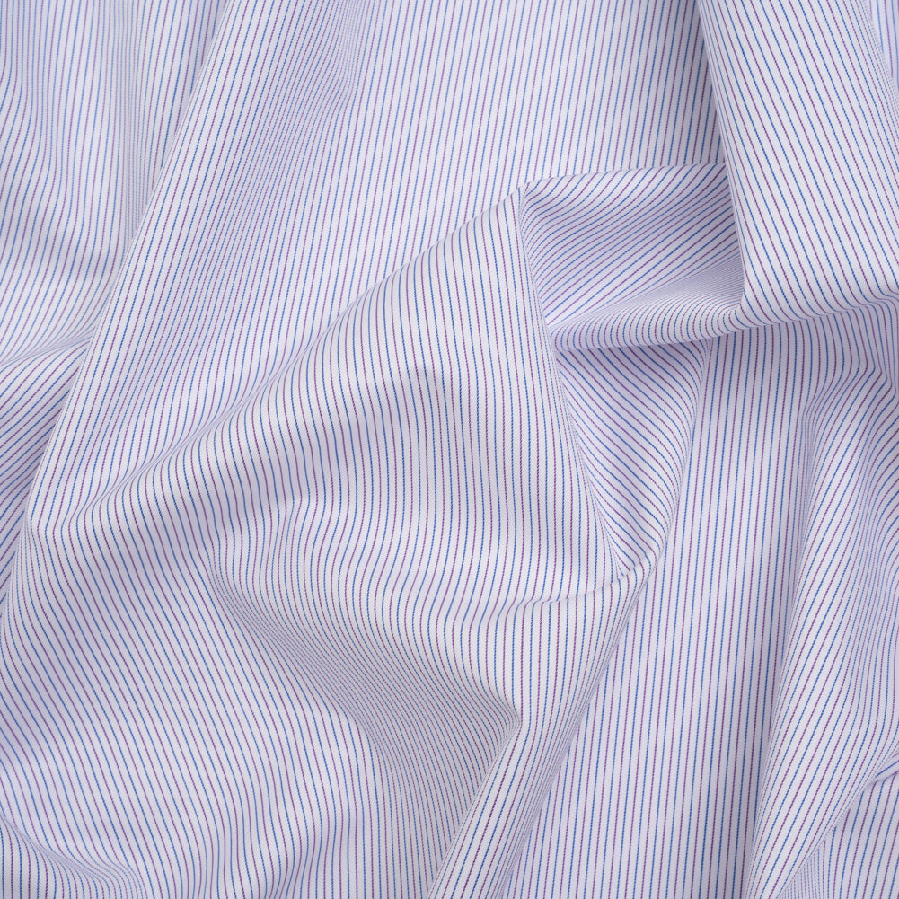 Cotton Twill Shirting - Blue, Purple and White Pinstripes - Deadstock - Joann Fabrics