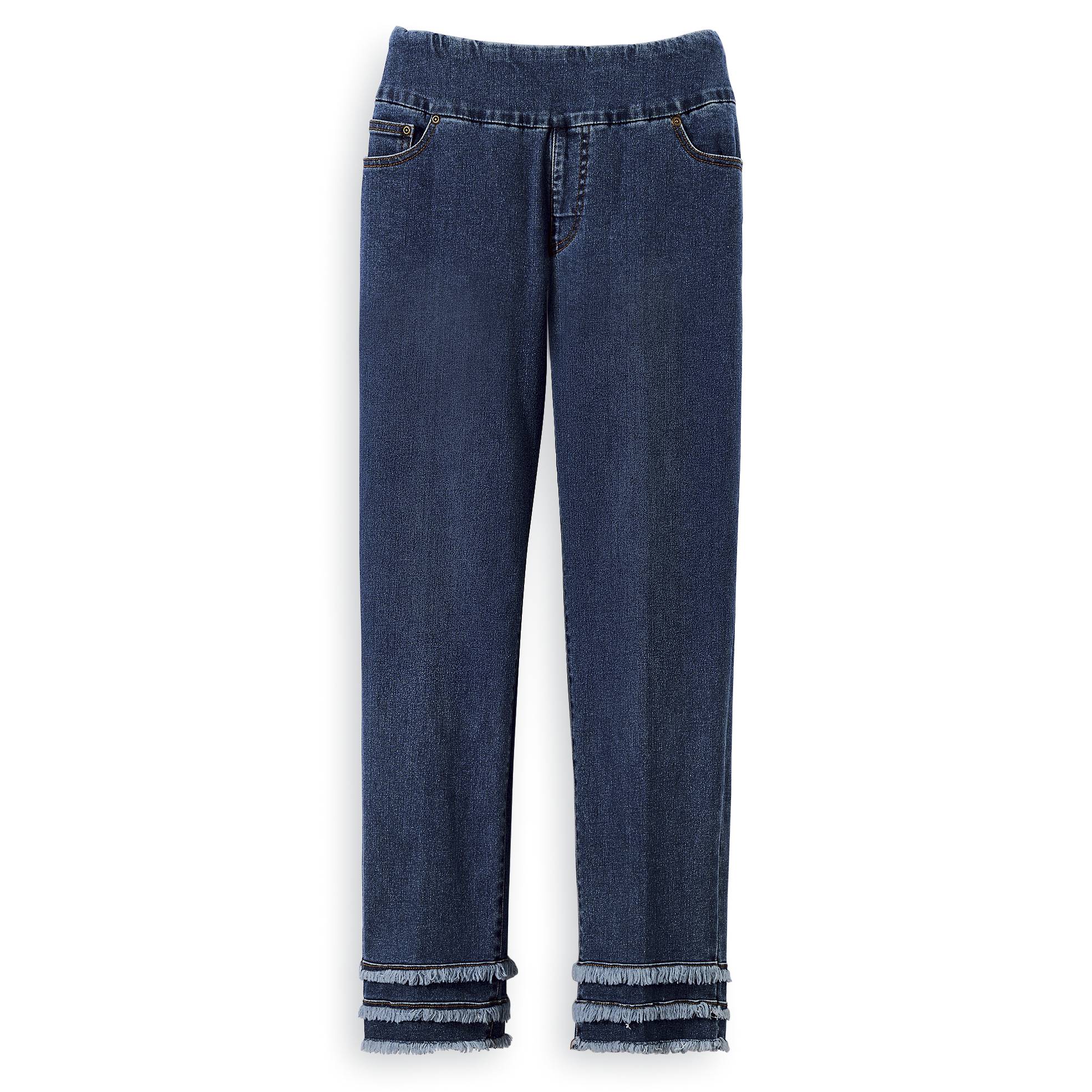 Slim-Sation Triple Fringe Ankle Jeans, Smooth Waistband, Pull-On - Northstyle Catalog