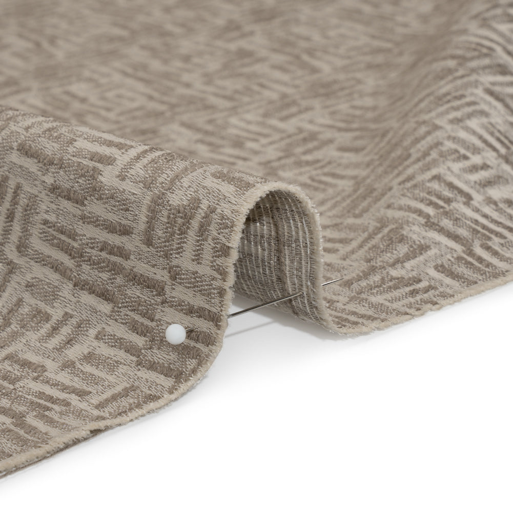 Recycled Polyester and Cotton Drapery Jacquard - Porcini Little Lines - British Imported - Joann Fabrics