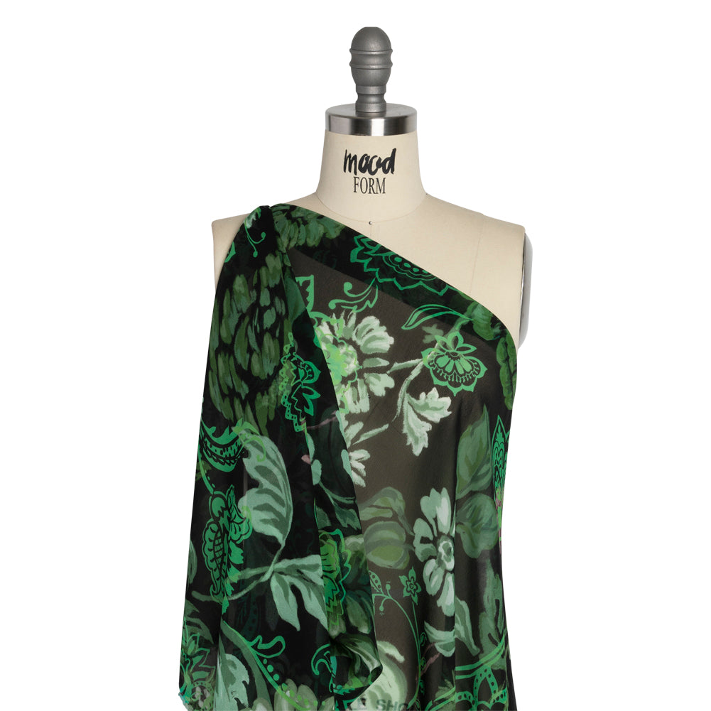 Mood Exclusive Green Ballroom Botanicals Viscose Chiffon - Joann Fabrics