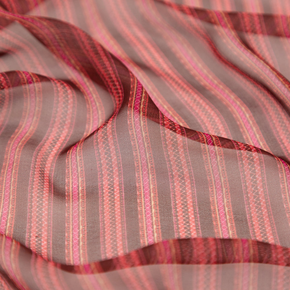 Famous NYC Designer Red and Pink Striped Silk Chiffon - Joann Fabrics