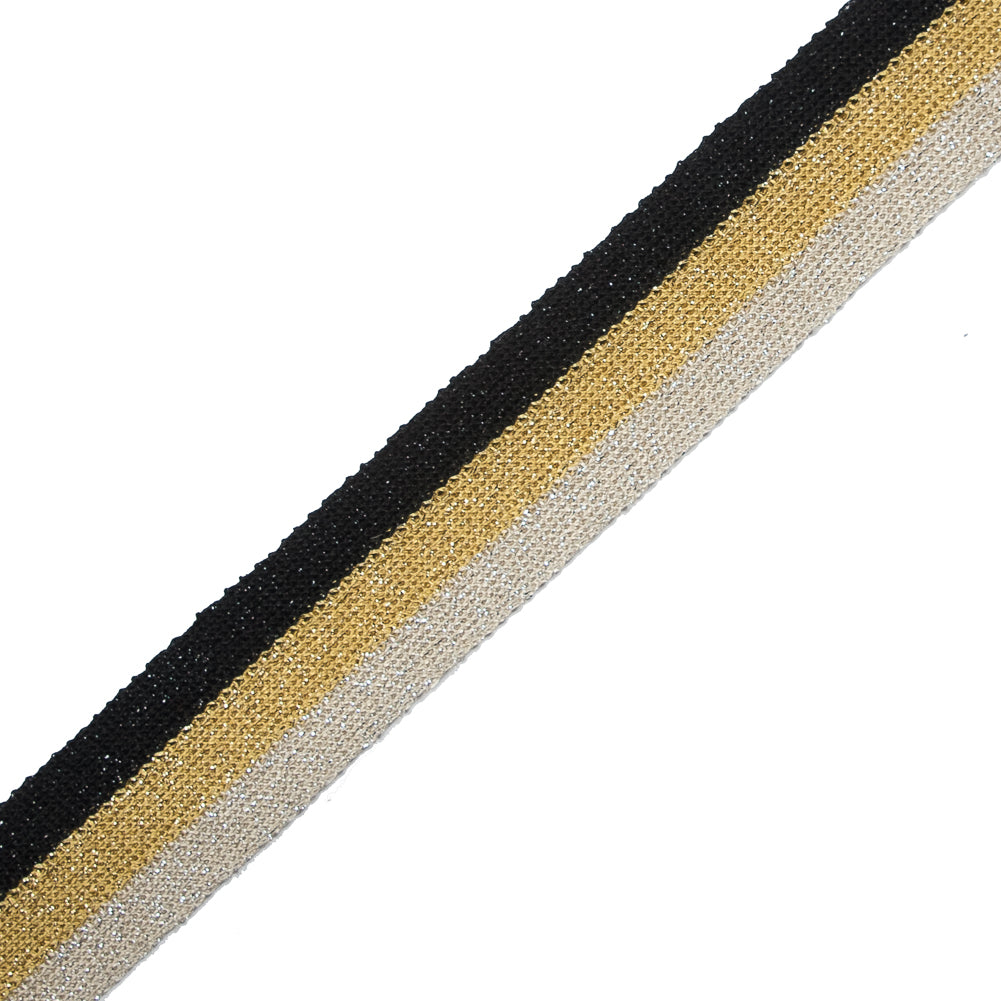 Black/Gold/Silver Lurex Knit Trim - 1.25