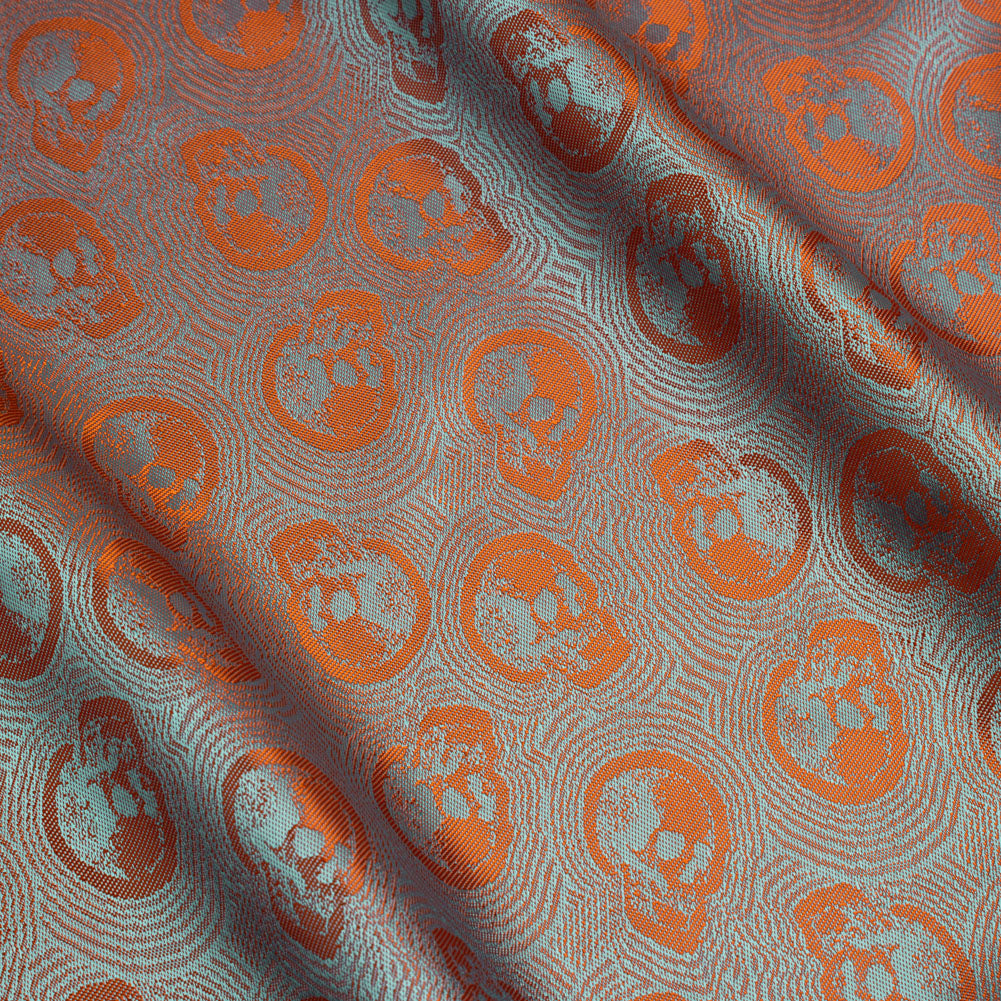 Skulls Jacquard Lining - Orange and Aqua Bi-Color - Joann Fabrics