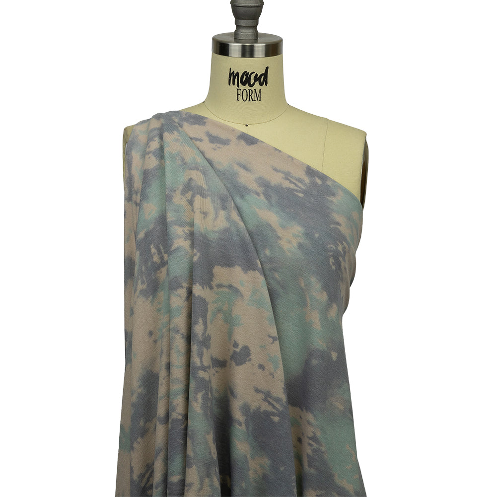Beige, Gray and Mint Tie Dye Splash Stretch Polyester and Rayon French Terry - Joann Fabrics