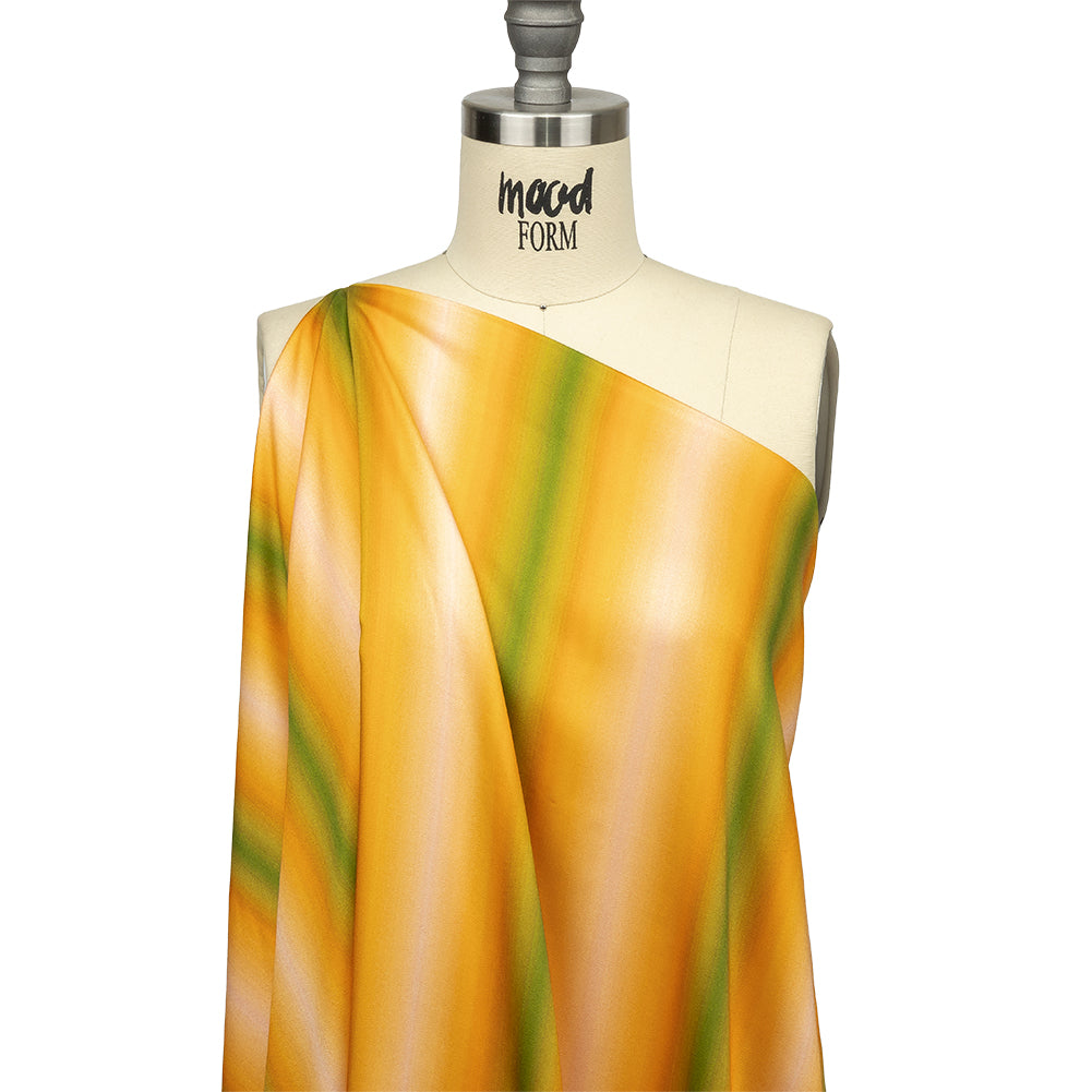 Rayon Challis - Green and Yellow Gradient Stripes - Marmalade Parade Print - Mood Exclusive Citrus Collection - Joann Fabrics