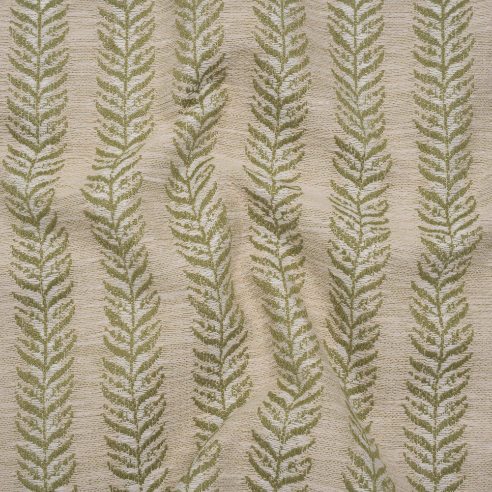 Polyester and Cotton Home Decor Jacquard - Olive Leafy Vine Stripes - British Imported - Joann Fabrics
