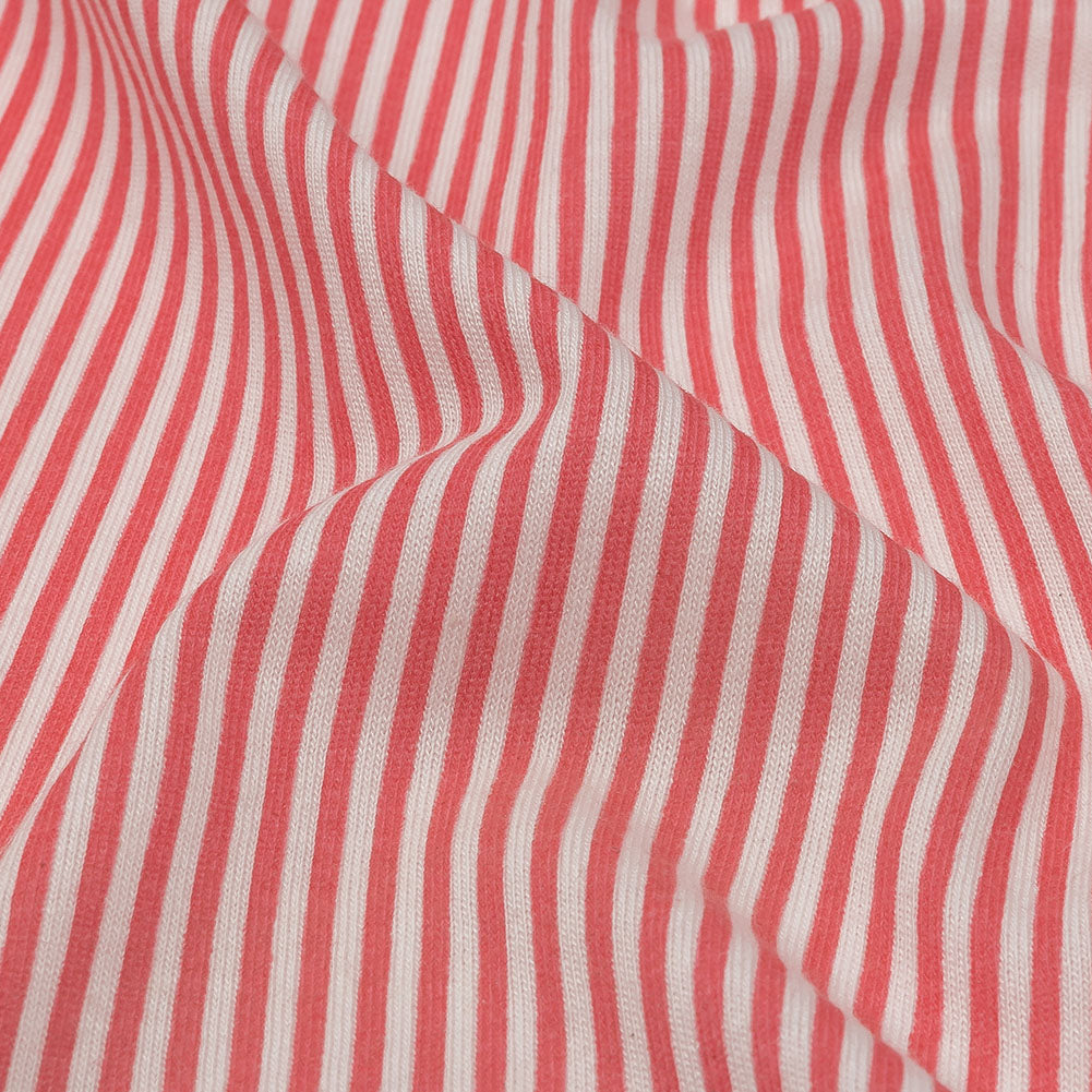 Bubblegum and White Candy Striped Cotton and Rayon Jersey - Joann Fabrics