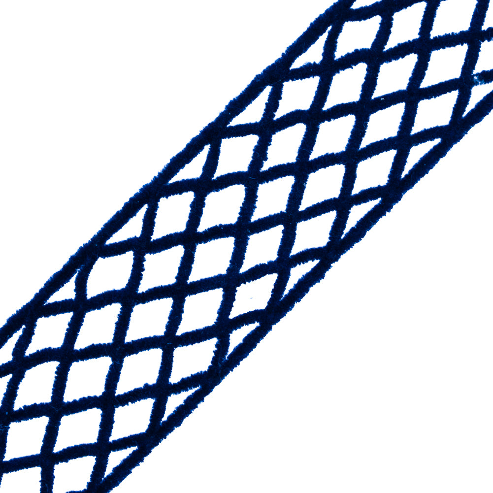 Navy Criss Cross Chenille Trim - 1.5