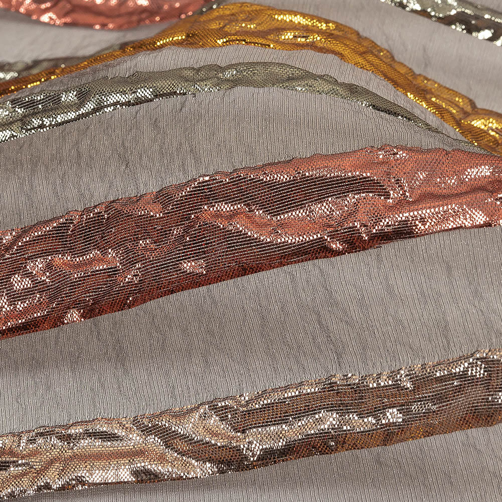 Metallic Rose, Silver and Gold Fading Lines Luxury Organza Brocade - Joann Fabrics