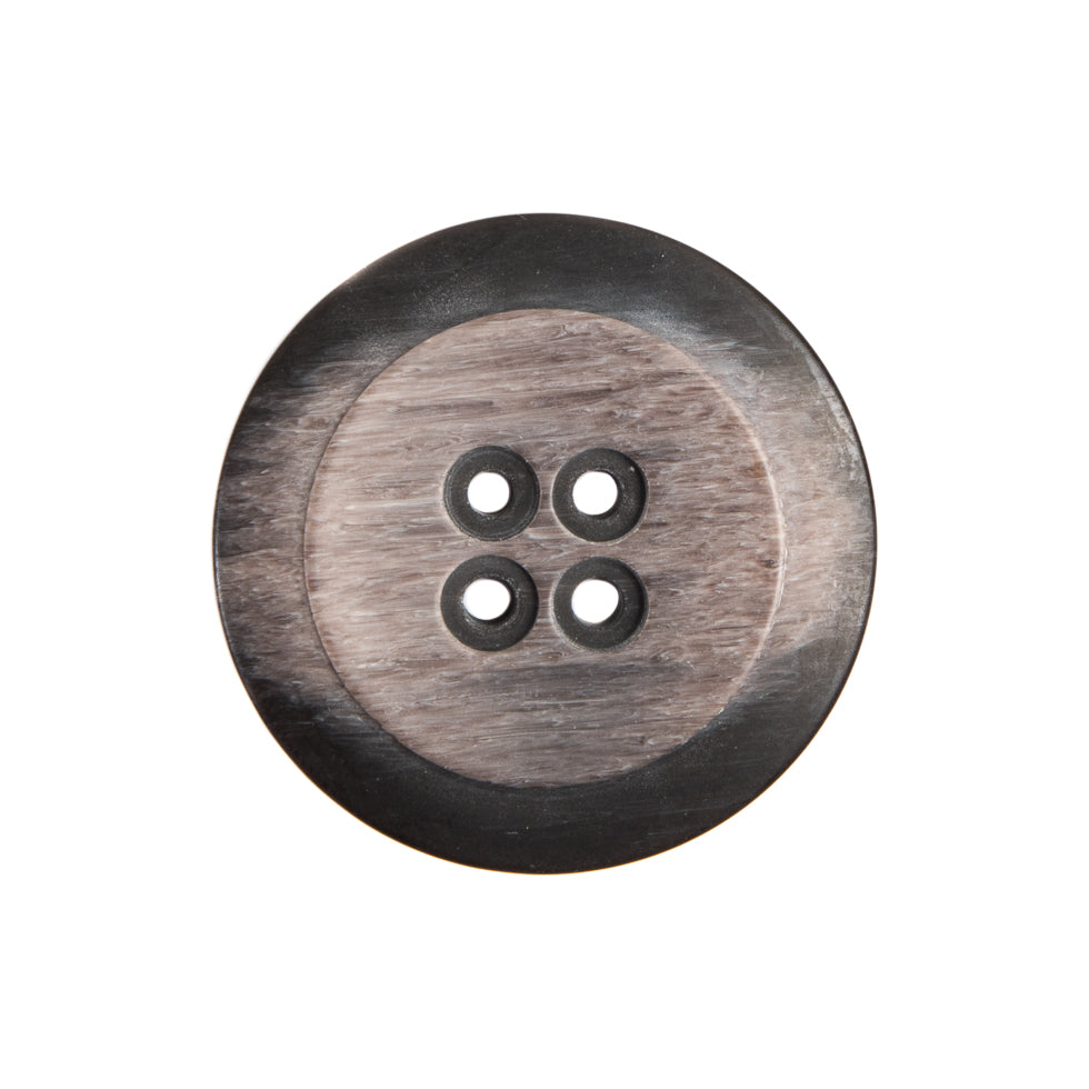 Plastic 4-Hole Button Made in Italy - 36L/23mm - Taupe and Dark Brown Striations Dish Shaped - Joann Fabrics
