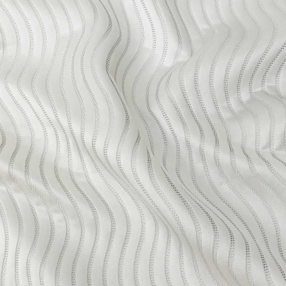Satin-Faced Jacquard - Platinum Wavy Lines - British Imported - Joann Fabrics