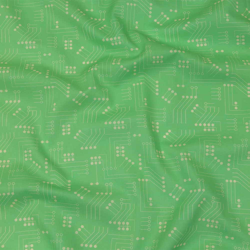 Cotton Voile - Green Circuit Board Dots - Circuit Breaker Print - Mood Exclusive Citrus Collection - Joann Fabrics