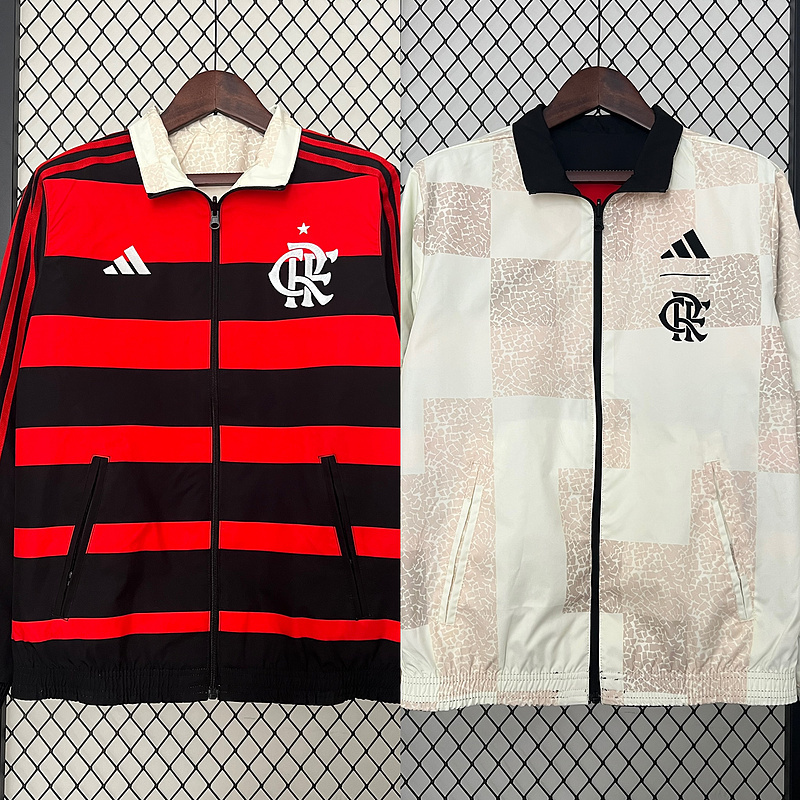 2024-2025 Flamengo CasuaI Reversible Windbreaker(white-red)Soccer Jersey 1:1 Thai Quality