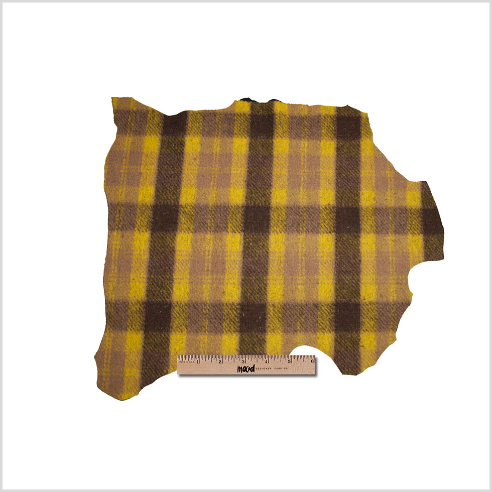 Medium Green/Brown/Black Plaid Bonded Lamb Leather and Wool - Joann Fabrics