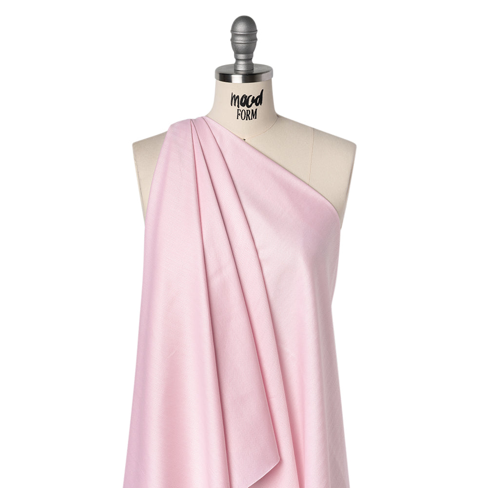 Cotton Twill Shirting - Baby Pink and White Herringbone - Deadstock - Joann Fabrics