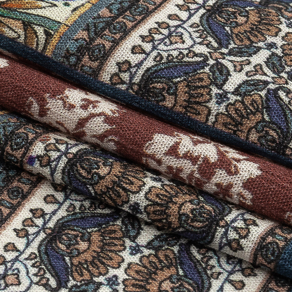 Gauzy Wrinkled Rayon Woven Print - Navy and Red Paisley Patchwork - Mood Exclusive Quilted Distinction - Joann Fabrics
