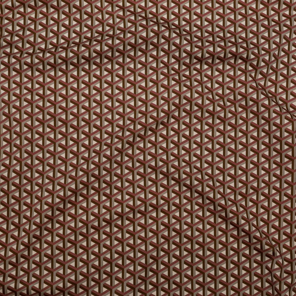 Stretch Cotton Sateen - Maroon Geometric - Isometric Entanglement Print - Mood Exclusive Serengeti Collection - Joann Fabrics