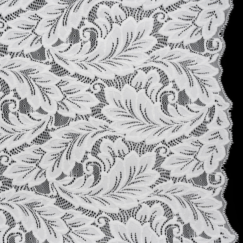 Stretch Re-Embroidered Lace with Finished Edges - Ivory Waving Leaves - Joann Fabrics