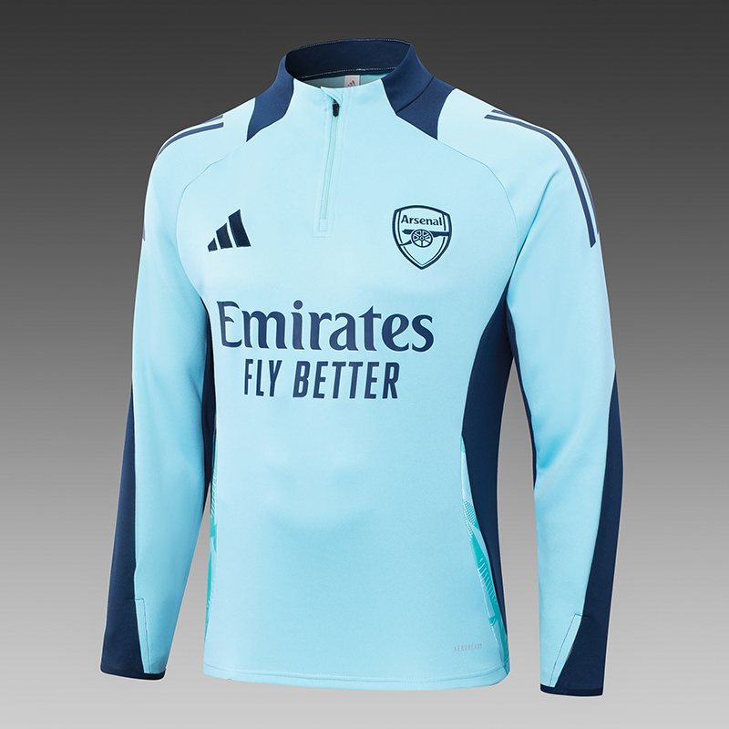 2024/2025 Arsenal Half-Pull Training Suit Baby Blue Football Shirt 1:1 Thai Quality Set