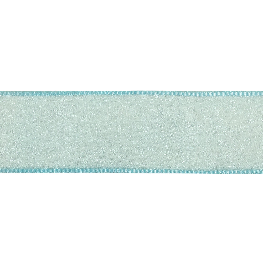Sky Blue Shimmering Organza Ribbon with Woven Edges - 1.125