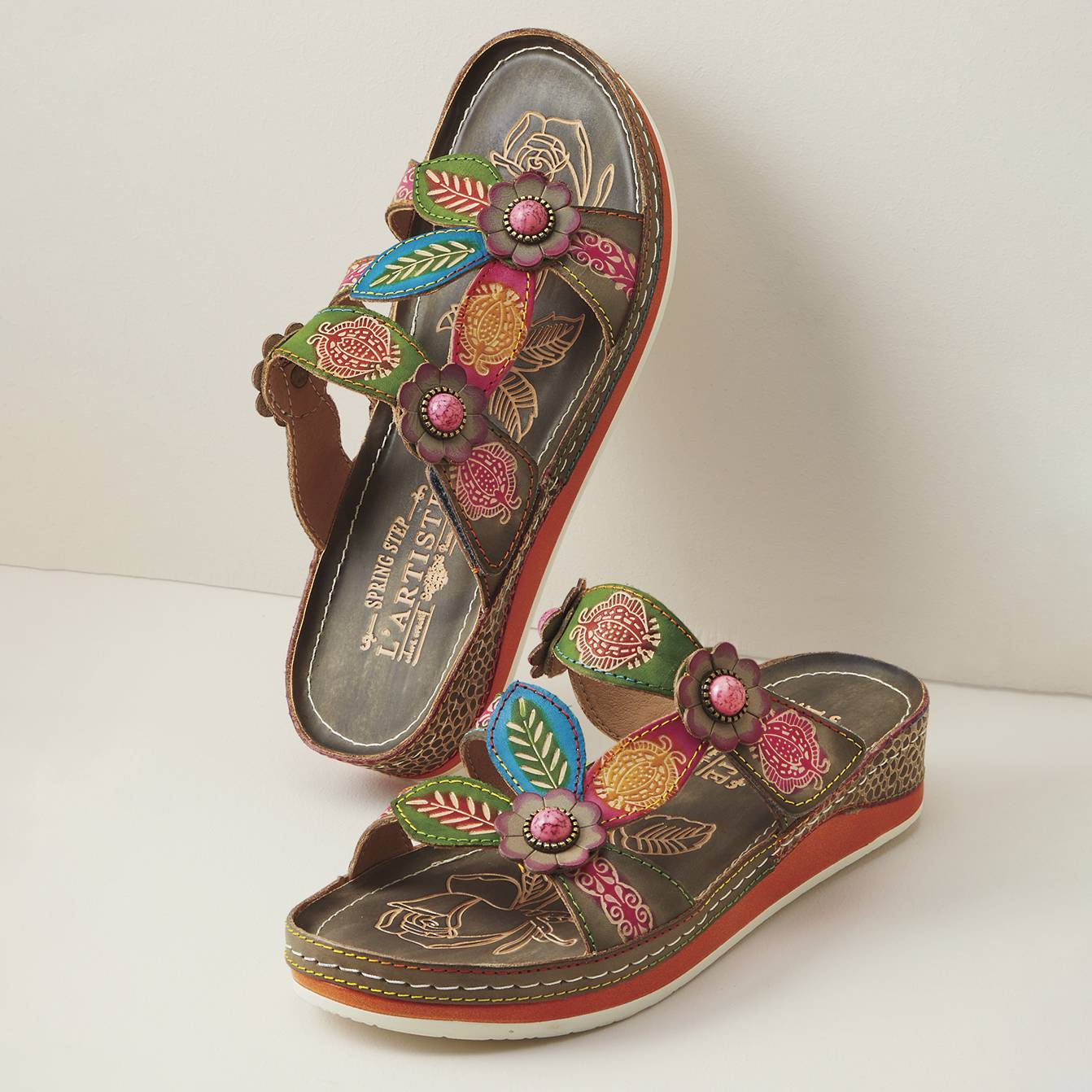 L'Artiste by Spring Step® Handpainted Sandals, Adjustable Strap - Northstyle Catalog