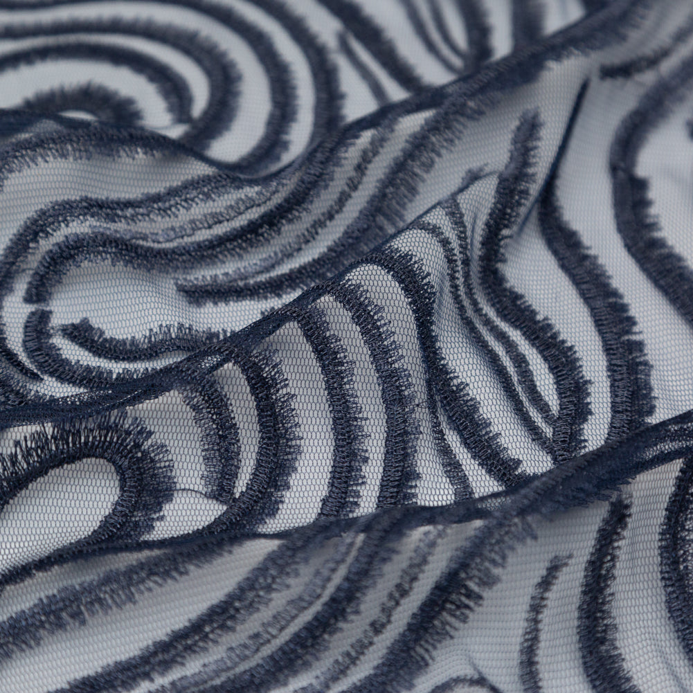 Abstract Embroidered Tulle - Metallic Navy Blue - Joann Fabrics