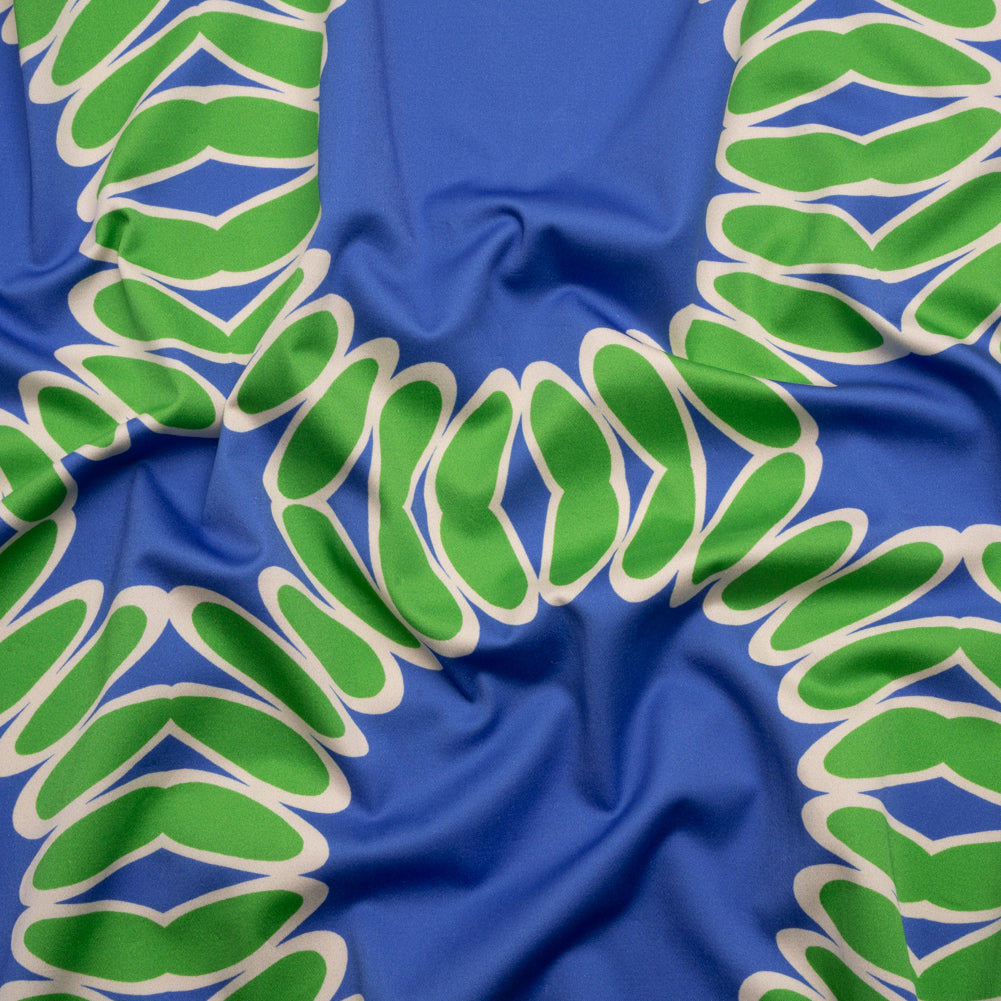 Stretch Cotton Sateen - Blue Leafy Circles - Ripple Effect Print - Mood Exclusive Marigold Collection - Joann Fabrics