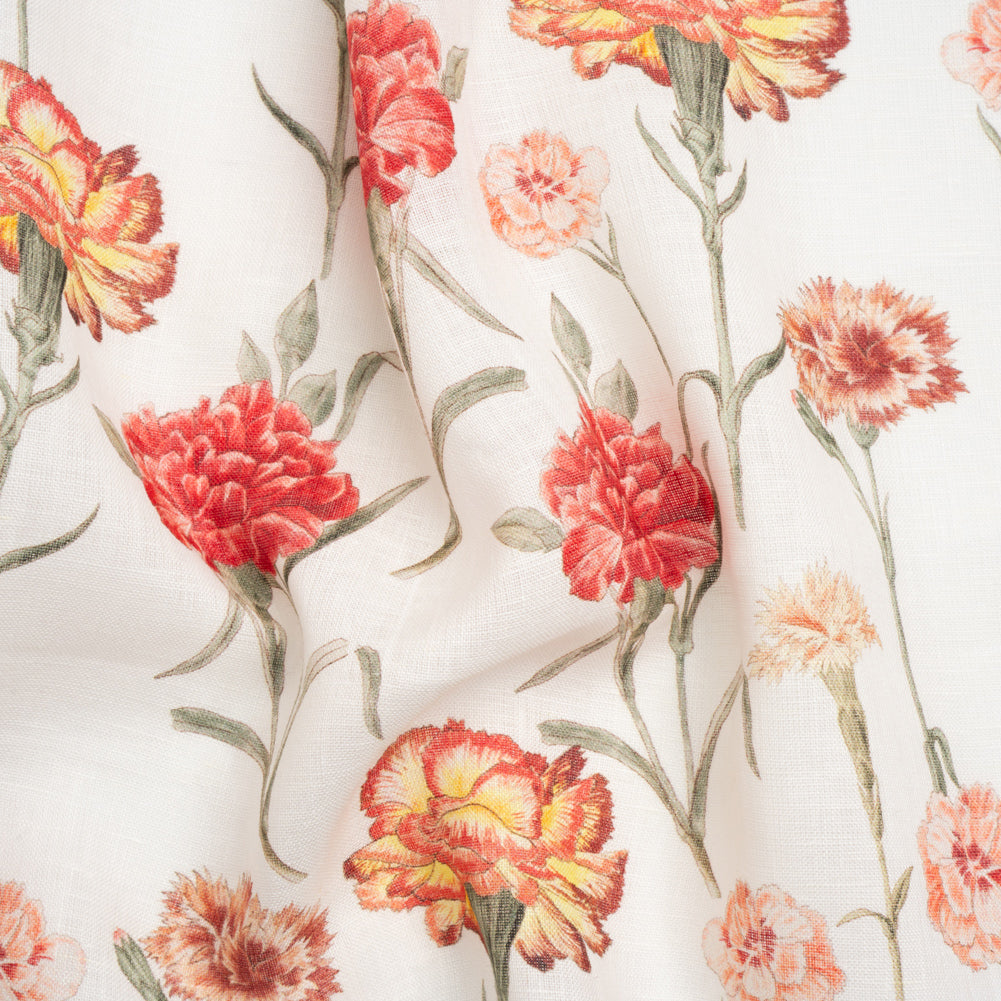 Red and Yellow Elegant Cut Flowers Medium Weight Linen Woven - Joann Fabrics
