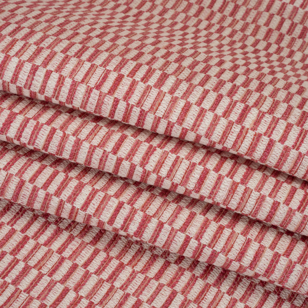 Textured Polyester and Cotton Woven - Raspberry Rectangle Checks - British Imported - Joann Fabrics